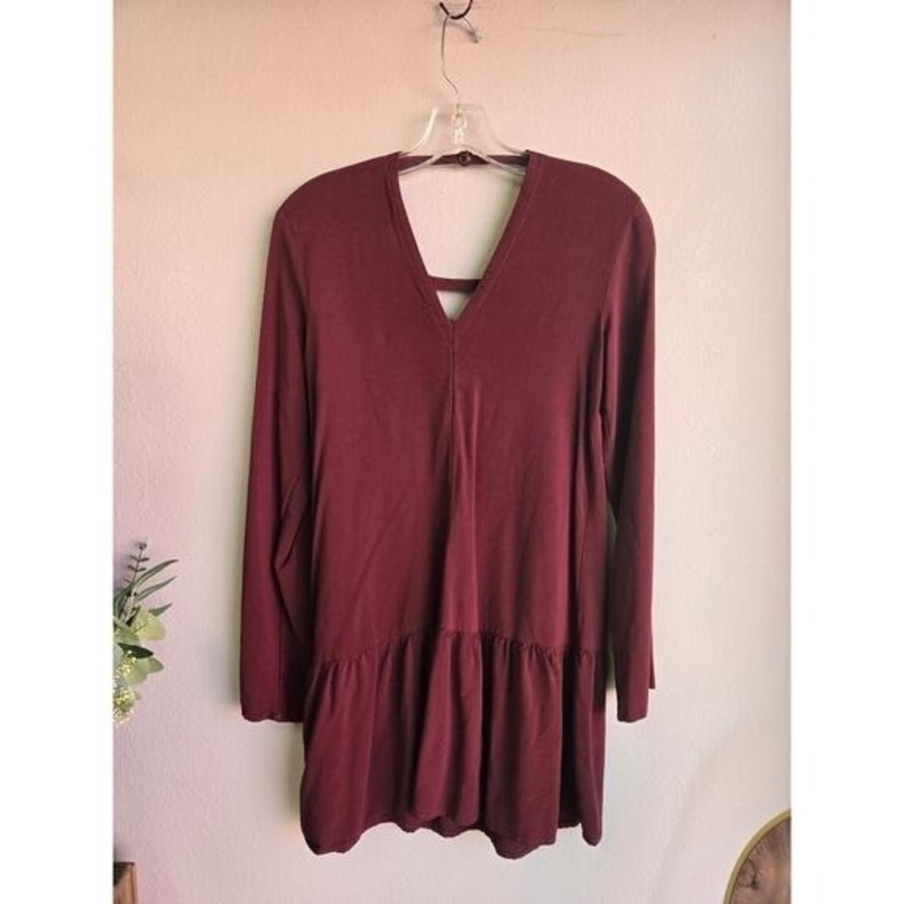 Hurley Boho Long Sleeve Cutout‎ V-Neck Tiered Drop Waist Mini Dress XS